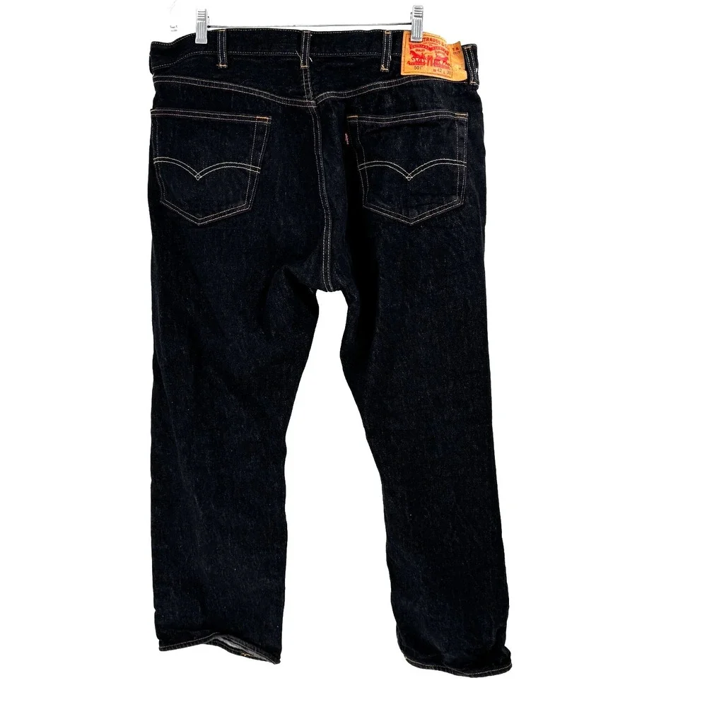 Levis 501 Jeans Men's 42X30 Straight Button‎ Fly Dark Wash Black Preppy Skater